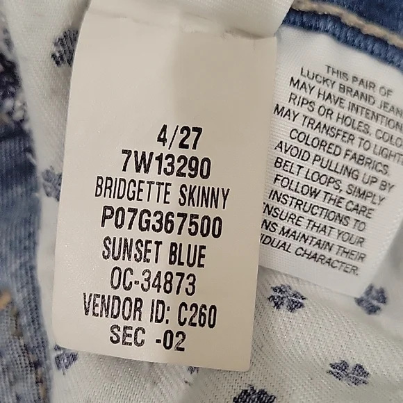 Lucky Brand Bridgette Skinny Size 4/27 - Picture 8 of 8